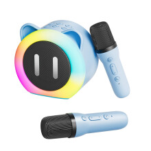 Wireless Karaoke Machine with RGB Lights & 2 Microphones, 10.5x7.5x10cm
