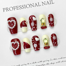 (XS) Pearl Press-On Nails for Christmas - Odorless DIY
