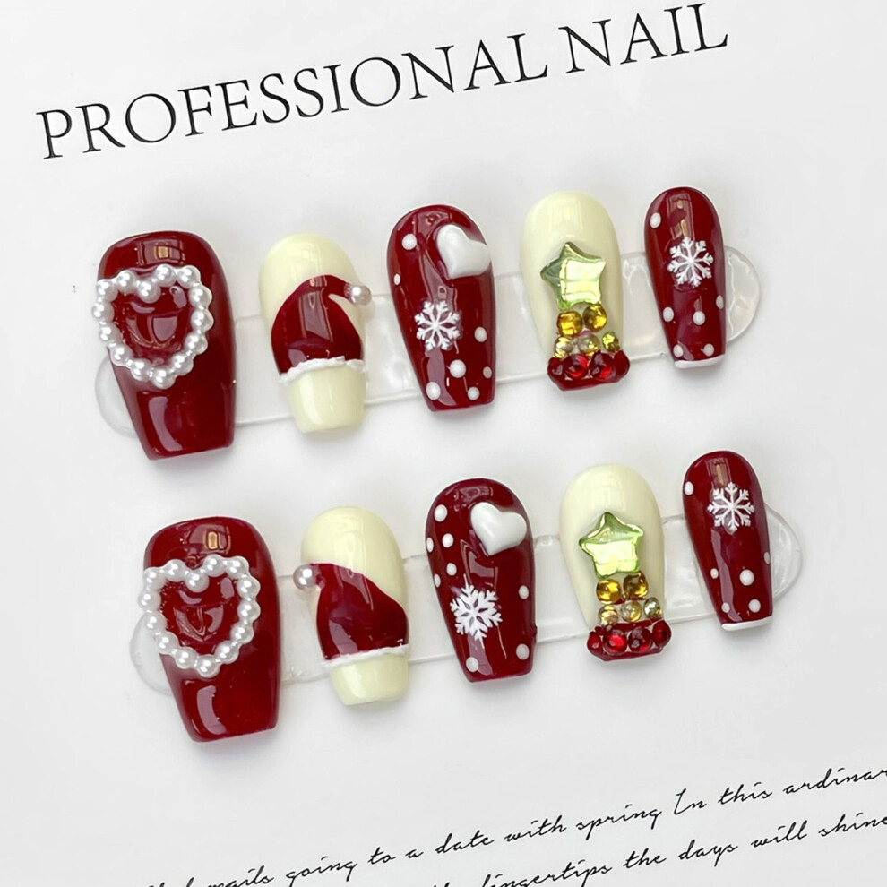 Reach-Tools (Xs) Pearl Christmas Press-On Nails - Odorless & Comfy