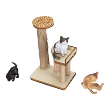 Miniature Cat Playset with Climbing Frame, Plywood, Interactive Dollhouse