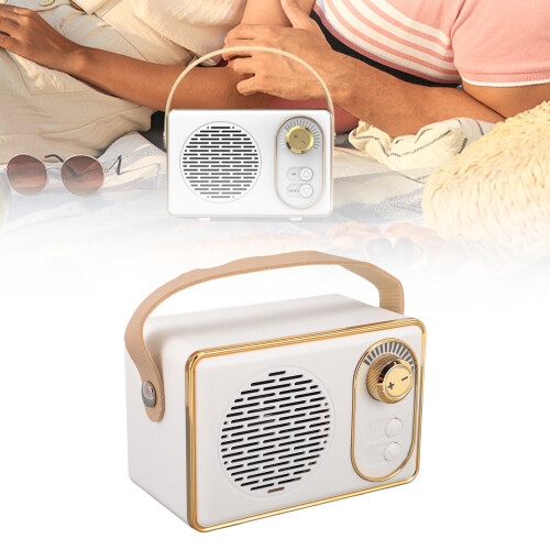 Retro White Wireless Portable Speaker 500mAh Stereo Bluetooth 5.3 1
