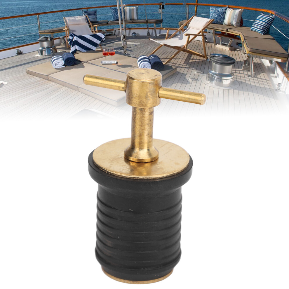 Marine Brass T-Handle Drain Plug 1 Inch Rubber Seal For Ships And Yachts 7891391192503