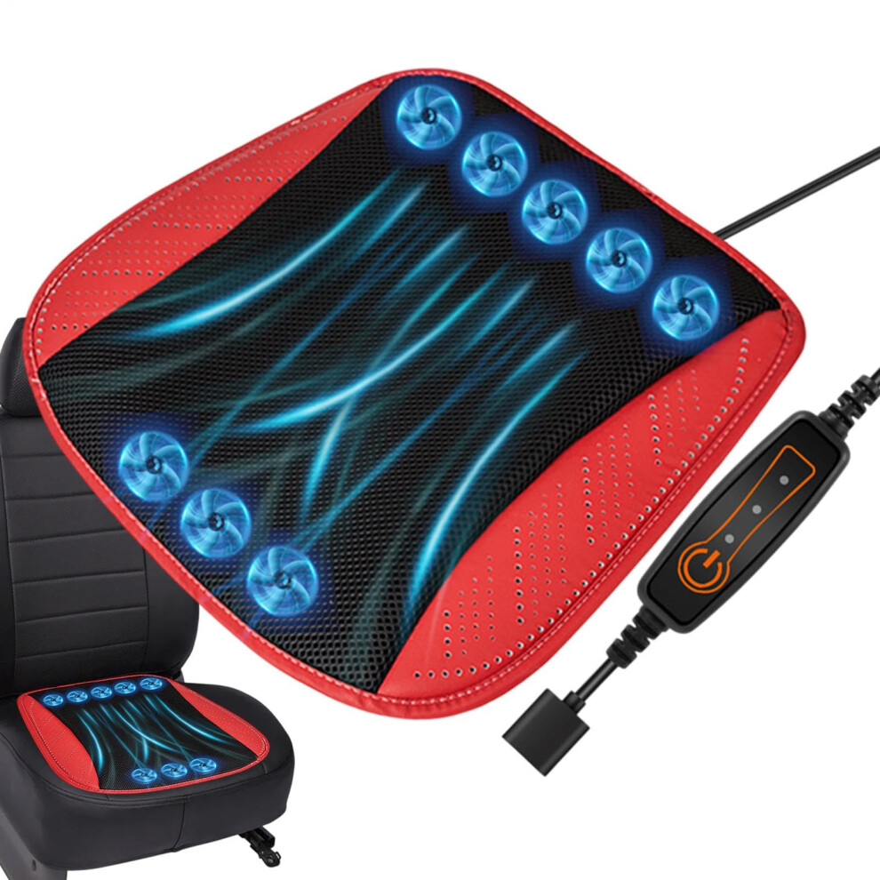 Cooling Car Seat Cushion With Eightfan System, Usb Powe Ventilated Cover, Adjustable Airflow Control Red 9771547613299