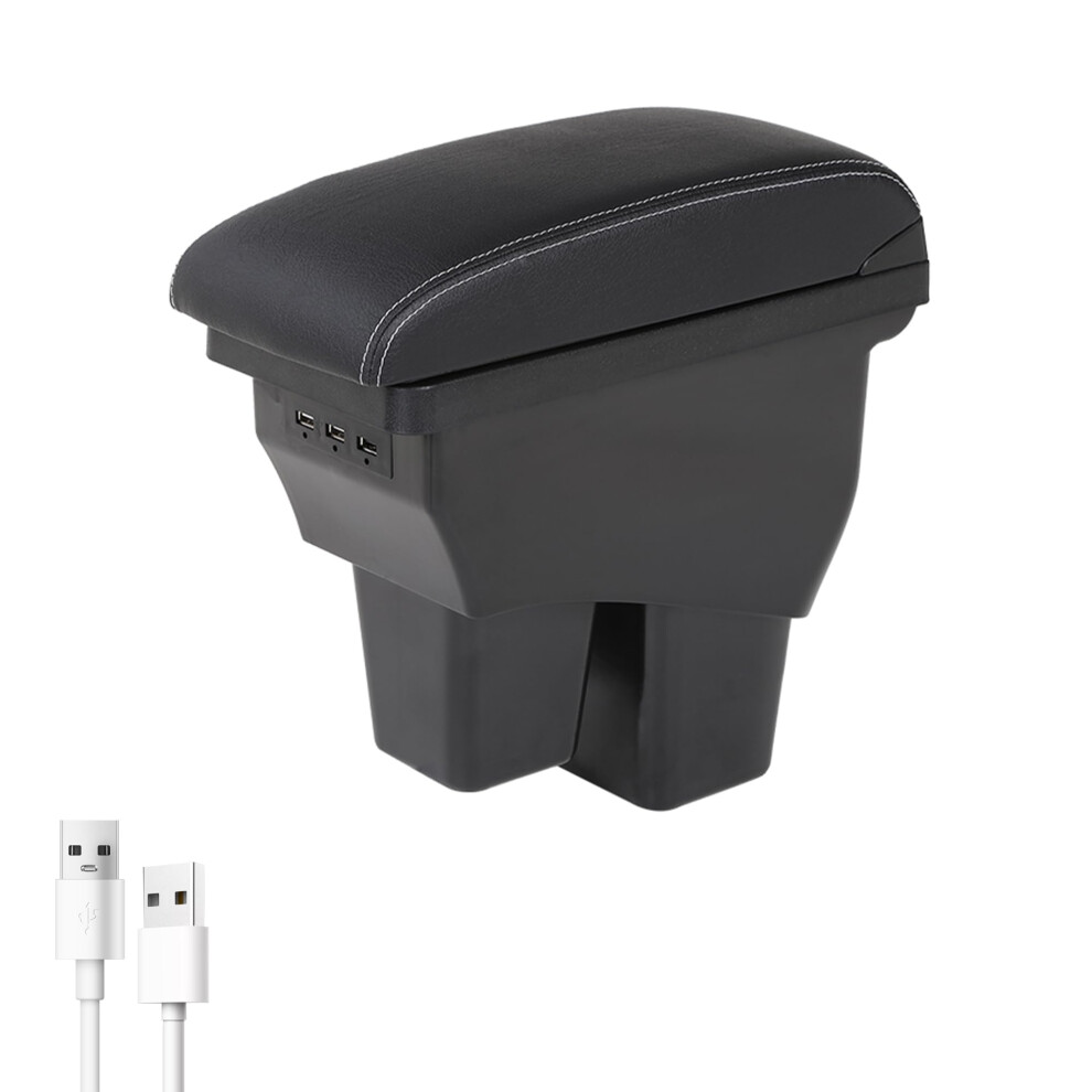 Car Armrest Box With 3Usb Fast Charging, Doublelayer Center Console Organizer For Honda Fit Jazz 20142019 White 9330225060130