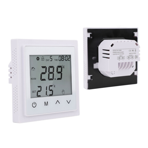 Smart Floor Heating Thermostat Touch Screen Controller AC85V‑250V 16A White 2