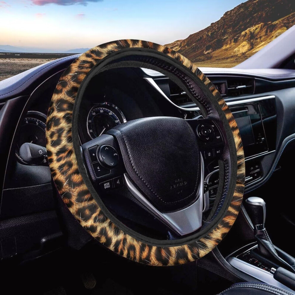 Leopard Print Steering Wheel Cover 15 Inch Universal Fit Soft Antislip Grip For Car Suv Truck 9330225060321