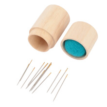 Wooden Pin Cushion Set 8.5x4cm Multifunctional Blue Green