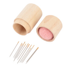 Large Pink Wooden Sewing Needle Holder - 8.5x4cm, Multifunctional