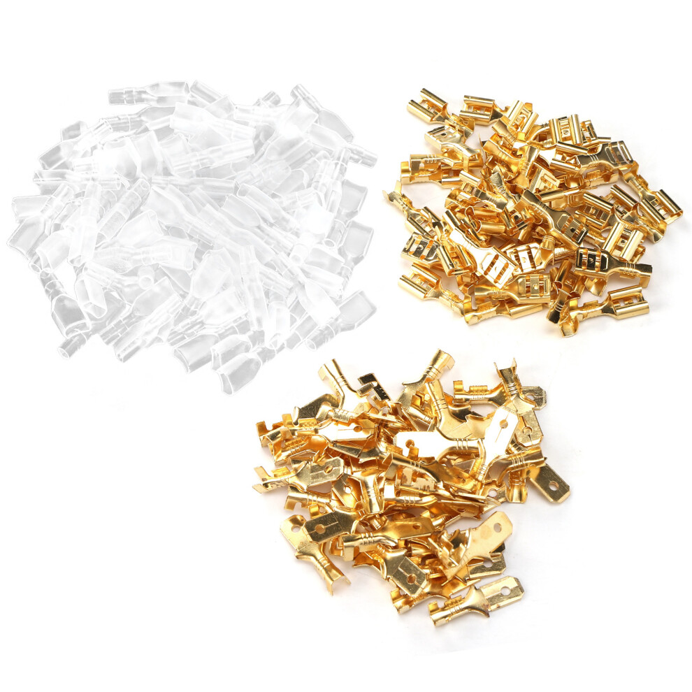 50 Pairs Brass Crimp Terminal Kit 6.3Mm Insulated Wire Connectors 7691391667168