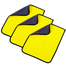 3PCS Microfiber Car Drying Towel 15x15in Ultra Absorbent DualSided Cloth with Hanging Loop Grey/Yellow