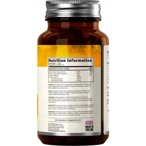 Omega 3 Premium 90 Kapsułek - EPA, DHA, Witaminy E, D3 K2 2