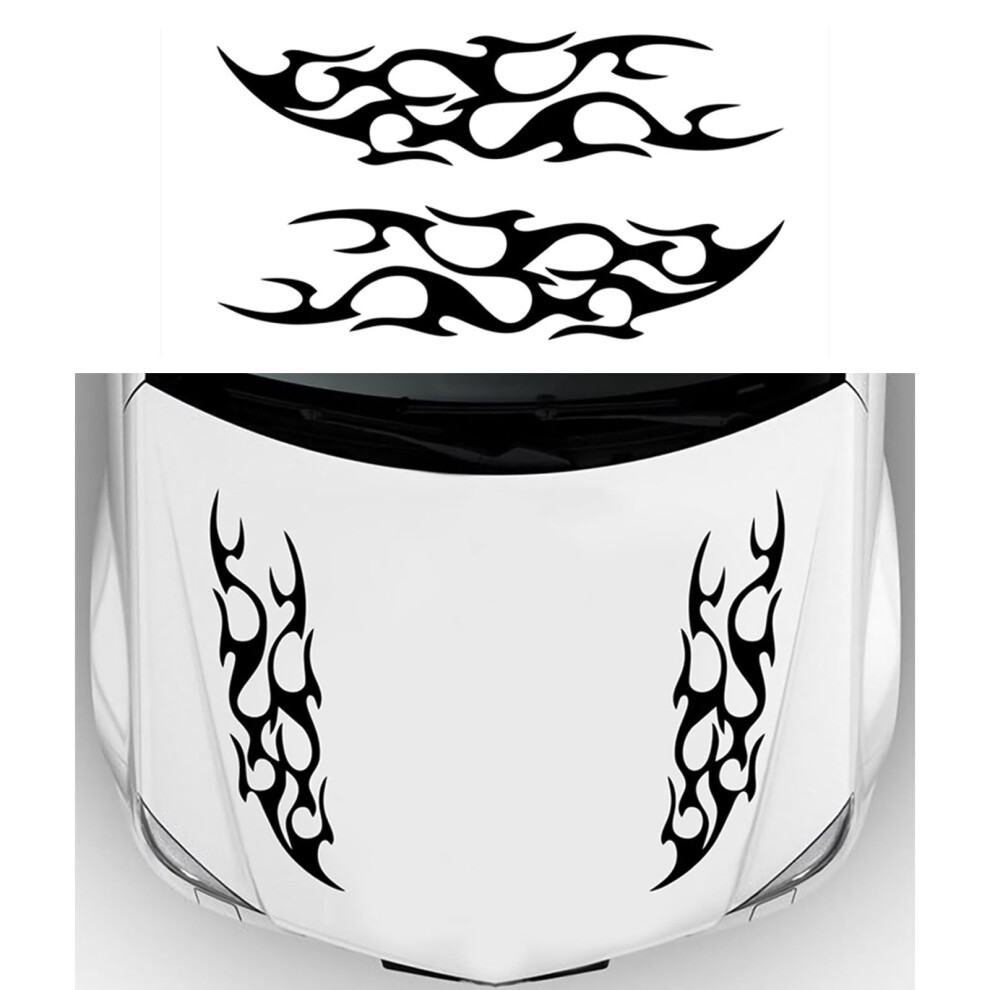 Flame Car Hood Decal Sticker For Cars Trucks Suvs, Selfadhesive Waterproof Vinyl Graphics Black 9092120237450