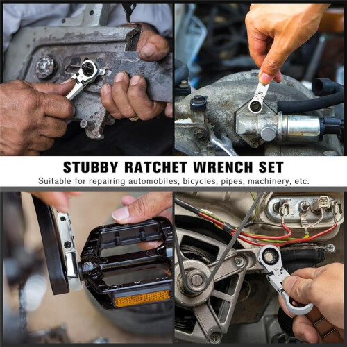 5-Piece Flex- Stubby Ratcheting Combination Wrench Set,  Wrench Set, Double Box End Flex-,  Spanner Set 2