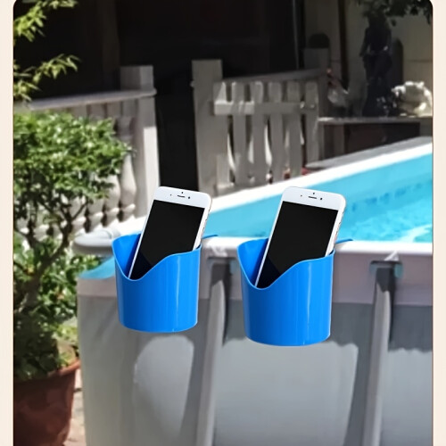 2pcs Durable Plastic Poolside Cup Holders | Adjustable Phone & Beverage Holders for Poolside, Bathtub, Outdoor Use 1