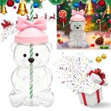 Bear Straw Cup, Cute and Fun Straw Cup, Honey Bear Cup with Straw, Cute Coffee Drink Mug 20 Ounces 1 Piece