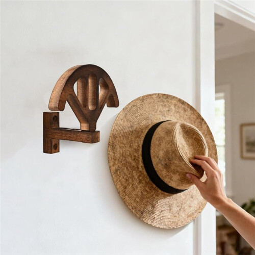 Wall Mounted Denim Hat Rack, Adjustable Shape Retention Hat Rack, Wooden Wall Mounted Denim Hat Display Rack (2 Sets) 2