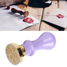 Mini Vintage Kupfer- und Holz-Wachs-Siegelstempel mit violettem Griff