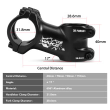 Ultraleichter Fahrradvorbau 17 Grad Aluminium MTB Rennrad 31,8 mm Lenker