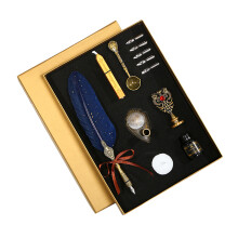 Vintage Ink Pen Set with Nibs, Ink, Candle & Accessories - 25-26cm