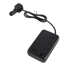171W Car Power Splitter, 3 Sockets, Black, 120x72x31.5mm