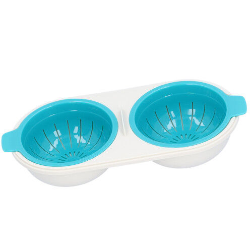 Microwave Egg Poacher Double Cup Food Grade PP Kitchen Tool, Blue 1