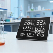 Groot Scherm voor Bureau- of Wandmontage voor Realtime Bewaking van Binnen- en Buitentemperatuur en -Vochtigheid met Zender