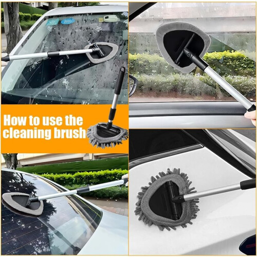 2-Pack Car Windshield Cleaning Tool, Telescopic Handle Triangle Window Cleaner, Glass Cleaning Tool, Universal Type 2