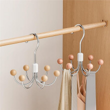 3-Teiliges Set Kleiderhaken mit Holzkugeln, 6-Haken-Metallkleiderbügel, 14 cm Drehbarer Aufbewahrungsständer für Gürtel, Krawatten und Schals