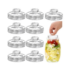 9 Pack Glass Fermentation Weights with Easy Grip Handles, Heavy Glass Fermenting Lids Kit for Wide Mouth Mason Jar