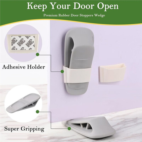 Confezione da 4 Fermaporta In Silicone, Cuneo Resistente con Supporto, per Casa e Ufficio 1