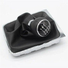 6 Speed Leather Gear Shift Knob with Gaiter Boot Cover, DirectFit Upgrade for VW Passat B6 20052012