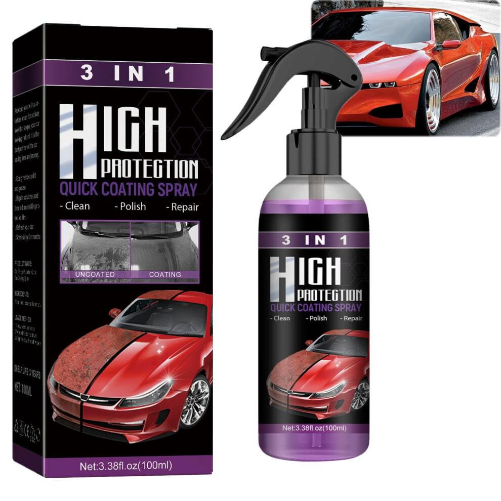 3 In 1 Car Ceramic Coating Spray, Nano Wax And Polish For Quick Gloss, Paint Protection, 100Ml 9092120238303