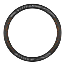 Luxury Carbon Fiber Car Steering Wheel Cover for Volvo S90 20162017, Anti‑Slip All‑Season Grip, Orange