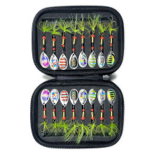(16 pieces of hair tied composite sequins set) Glitter Spinnerbait Lures for Fresh & Saltwater Fishing