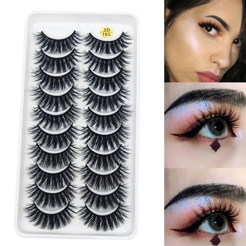 Roc-Electron (3D105) 10 Pairs False Eyelashes, Long Wispy Lashes For Women