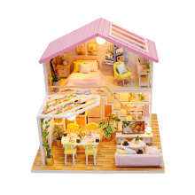 Charmantes DIY-Holz-Puppenhaus-Set mit LED-Leuchten und Möbeln