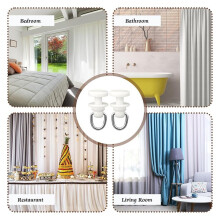 Plastic Curtain Track Hooks Ceiling Sliding Curtain Glider Accessories for Living Bedroom Shower Privacy Rv (50 Pcs)