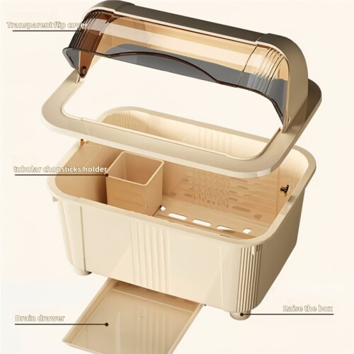Large Capacity Kitchen Bowl Storage Organizer Dish Shelf Dustproof Drainage Storage Box Draining Dish Dryer Kitchen A