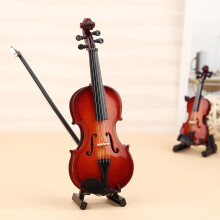 (8 cm [Send imitation leather box stand]) Mini Wooden Violin Model with Case - Christmas Gift