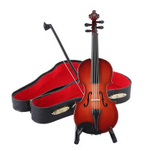 (10 cm [Send imitation leather box stand]) Mini Wooden Violin Model with Case - Christmas Gift