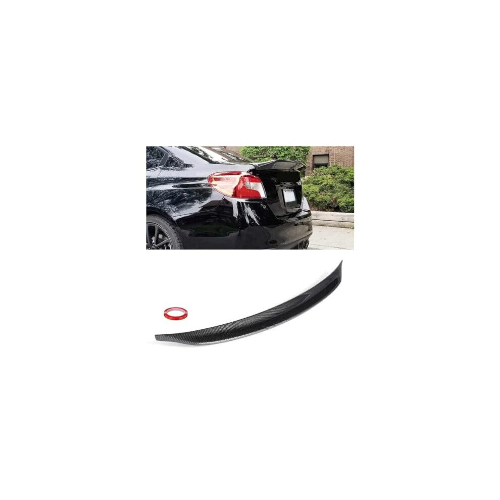 Carbon Fiber Rear Trunk Spoiler Lip Ducktail Wing, Glossy Finish, Easy Tape Install For Subaru Wrx Sti 20152021 Black 9771547614586