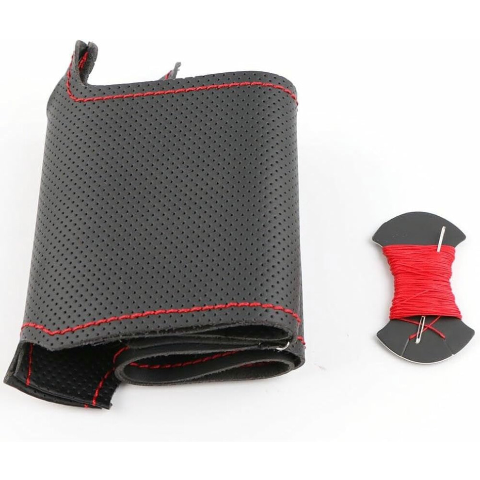 Leather Car Steering Wheel Cover For Peugeot 207 20062014 Handstitched Antislip Microfiber Grip Breathable Comfort Design Red 9330225085430