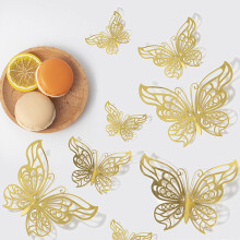 (Gold, 1) 3D Golden Butterfly Wall Stickers for Kids Room