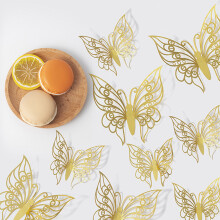 (Gold, 3) 3D Golden Butterfly Wall Stickers for Kids Room