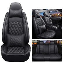 Waterproof Leather Car Seat Covers for Fiat Cronos 20182024, Airbag Safe AllSeason Cushion Set, Black