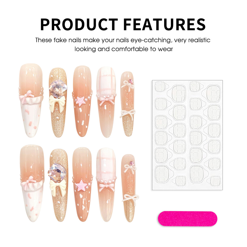 Roc-Electron (L) Grid Printed False Nails - Gentle & Party Wear (50 Chars)