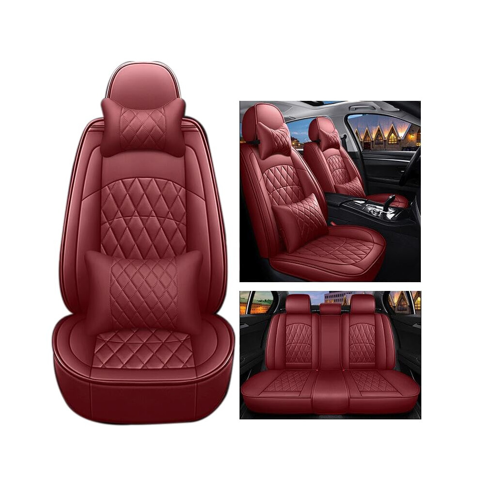Leather Car Seat Covers For Ford Equator 20212024, Waterproof Allseason Front Pu Leather Protector Red 9073542755760