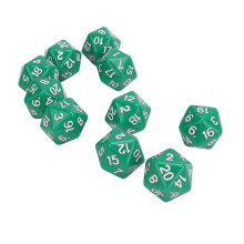 Tabletop RPG Dice Set 10PCS Green Polyhedral 20-Sided Plastic Light & Durable