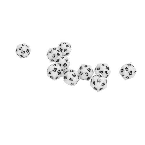 Tabletop Dice 10 Pack PVC 20-Sided Polyhedral White Light for Role Playing