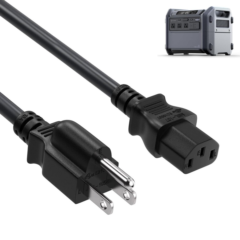 10Ft Heavy Duty Ac Power Cord Nema 515P To Iec C13, Fast Charging Cable For Jackery Ecoflow Anker 9330225063070